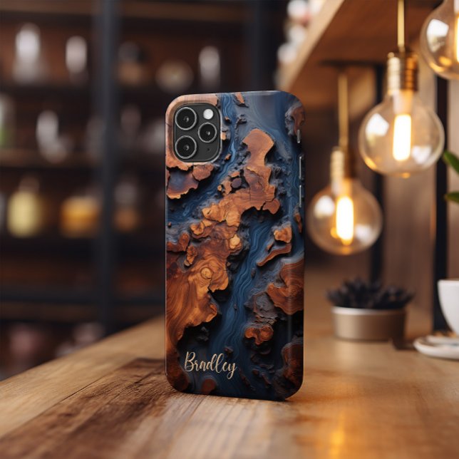 Handy-Case, Navy Blue Resin, Burl Wood Design Case-Mate iPhone Hülle (Von Creator hochgeladen)