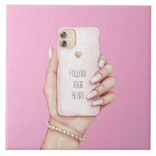 Handy chic Mädchen rosa Nägel Fliese