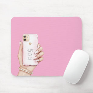 Handy chic Mädchen rosa Nägel Mousepad