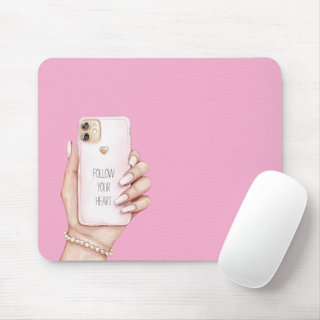 Handy chic Mädchen rosa Nägel Mousepad (Mit Mouse)