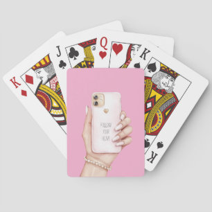 Handy chic Mädchen rosa Nägel Spielkarten