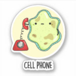 Handy Funny Biology Science Puff Aufkleber<br><div class="desc">Handy Funny Biology Science Pun verfügt über eine niedliche Single-Zelle mit einem Vintagen Handy. Funny Pun Geschenk für Familie und Freunde,  die Liebe Biologie,  Handys und Pistolen.</div>