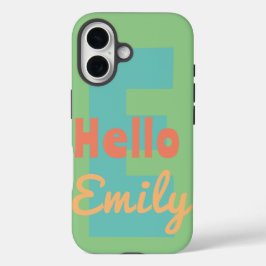 Handy-Gehäuse Monogramm Minze Teeny Pink Peach iPhone 16 Hülle