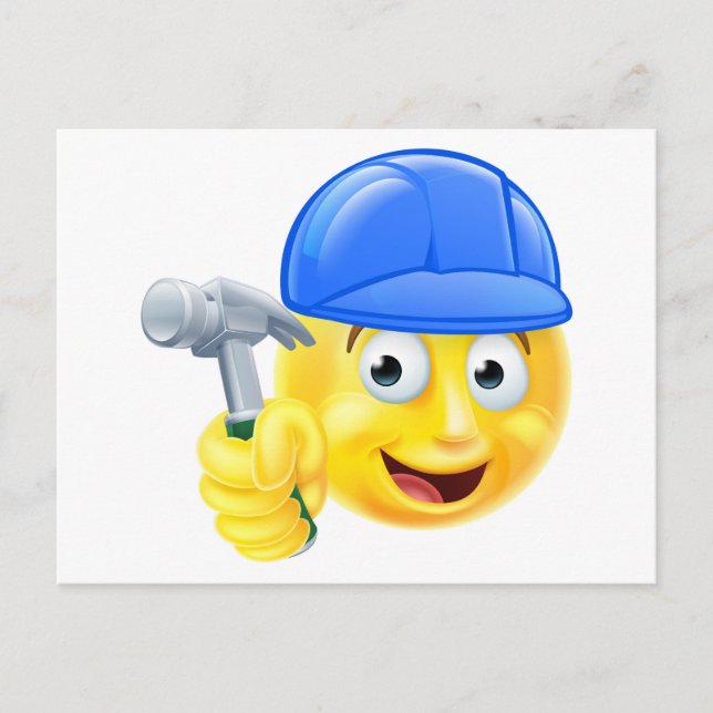 Handy Man Carpenter Builder Emoji Emoticon Postkarte (Vorderseite)
