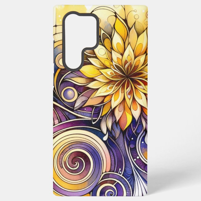 Handy mit floralen und spiralförmigen Motiven Samsung Galaxy Hülle (Rückseite)