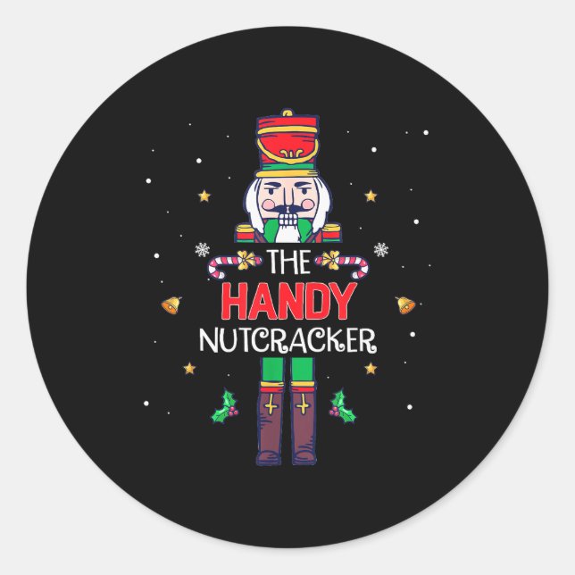 Handy Nutcracker Funny Christmas Family Matching O Runder Aufkleber (Vorderseite)