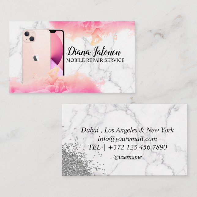 Handy Reparatur Service Black Metal Visitenkarte (Vorne/Hinten)