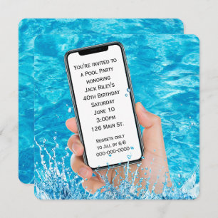 Handy Text 40. Geburtstag Pool Party Einladung
