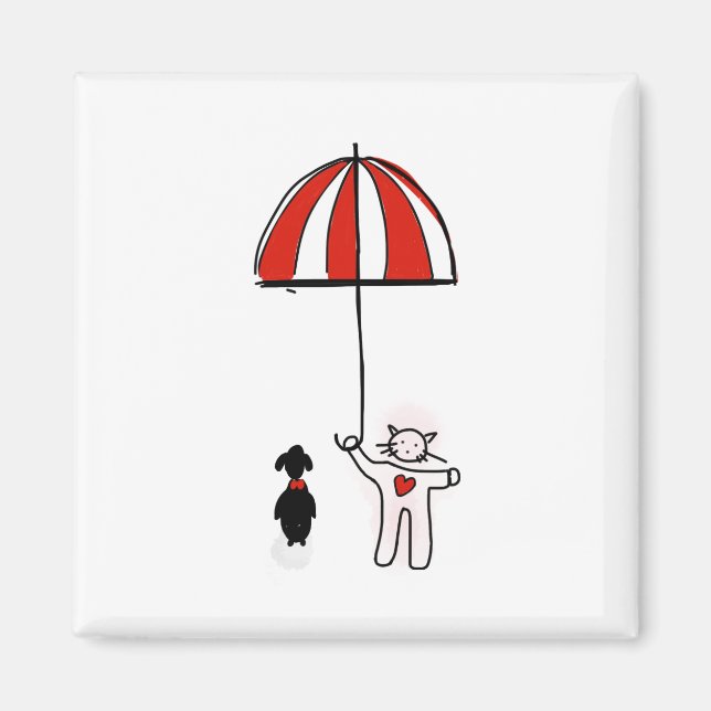 Handy Wallpaper Cat Dog Schirmhund Magnet (Vorne)