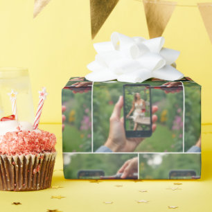 Handyfrau mit eingegossenem Wein Geschenkpapier