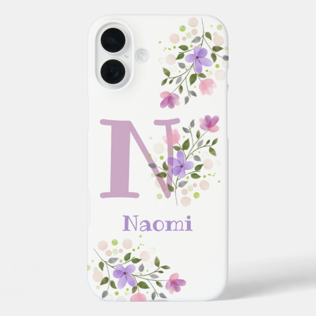 Handyhülle Initial Plus Name & Blumen Design Case-Mate iPhone Hülle (Rückseite)