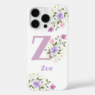 Handyhülle Initial Plus Name und Blumen Design iPhone 16 Pro Hülle