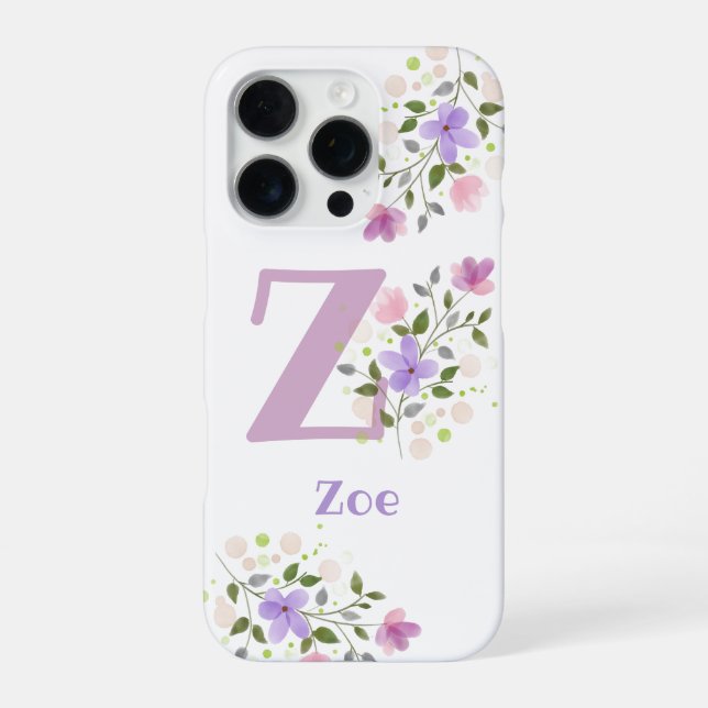 Handyhülle Initial Plus Name und Blumen Design iPhone Hülle (Rückseite)