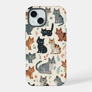 Handyhülle mit Katzenillustration iPhone 15 Hülle