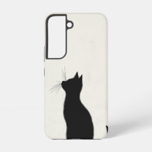 Handyhülle mit Silhouette einer Katze um Mitternac Samsung Galaxy Hülle