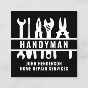 Handyman Back White Qr Code Zuhause Repair Service Quadratische Visitenkarte