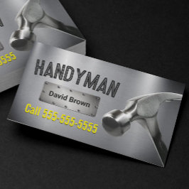Handyman Beruflich Big Hammer Metal Steel Visitenkarte