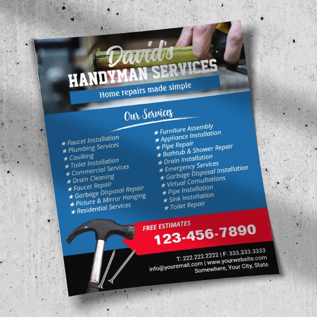 Handyman Beruflich Zuhause Repair Service Blue Flyer (Von Creator hochgeladen)