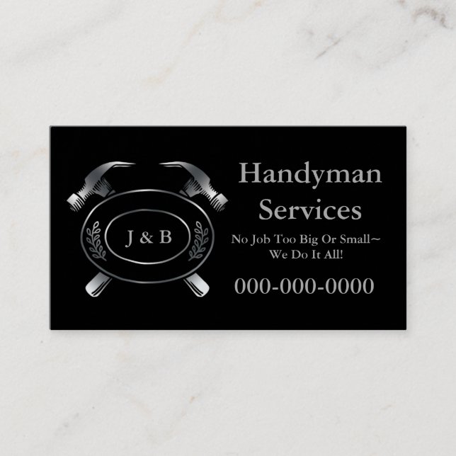 Handyman Business Card, schwarz Visitenkarte (Vorderseite)