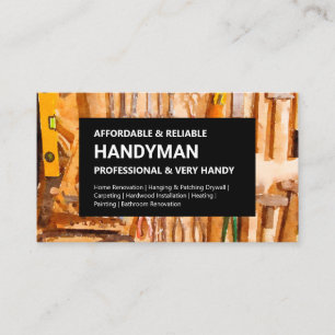Handyman Business Card - Tools Wall on Black Visitenkarte