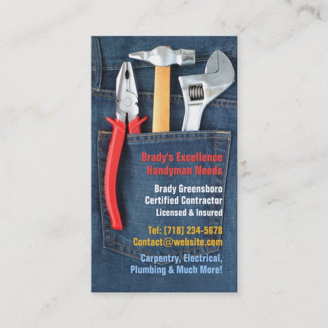 Handyman Business Card Visitenkarte (Vorderseite)