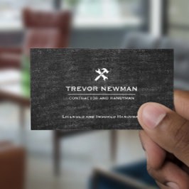 Handyman Carpenter Construction Grunge Black Visitenkarte
