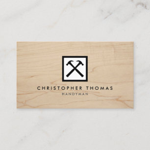 Handyman, Carpenter, Weißes Logo des Builders auf Visitenkarte