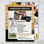 Handyman Carpenter Zuhause Renovations Services Fl Flyer<br><div class="desc">Got einen Hammer in der Hand und eine Leidenschaft für die Veränderung der Zuhause? Dieser Flyer ist dein neuer bester Freund! Dieses Set mit einem robusten Kiefernholzpaneel-Design, das "beruflich" und "männlich" schreit, soll Ihren Handwerker oder Schreinerservice bemerken. Ob Sie nun der Typ für Zuhause-Renovierungen, Reparaturen, Installationen oder sogar Malen und...</div>