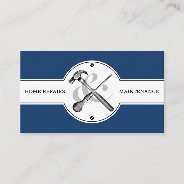 Handyman Construction Navy Blue Custom Modern Visitenkarte (Vorderseite)