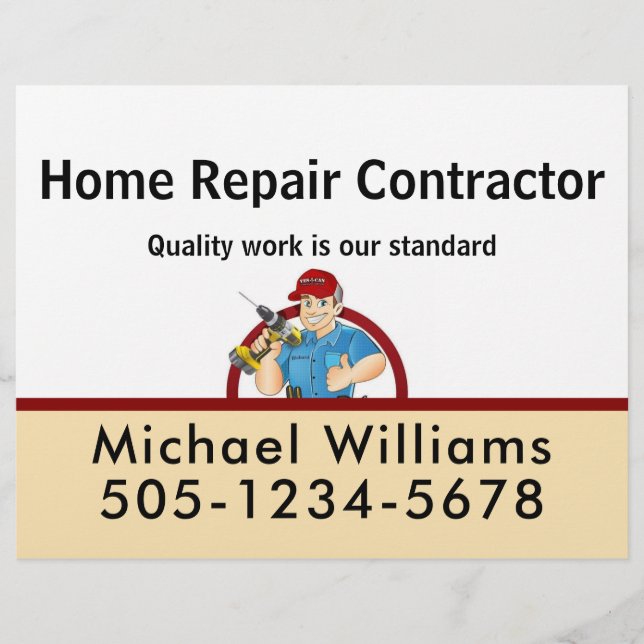 Handyman Contractor Home Repair Advertise Briefbogen (Vorderseite)