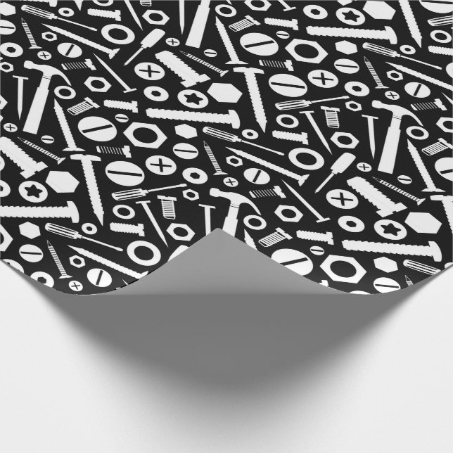 Handyman DIY Minister Fixit Hammer Nuts Bolts Tool Geschenkpapier (Ecke)