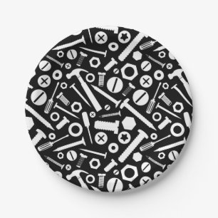 Handyman DIY Minister Fixit Hammer Nuts Bolts Tool Pappteller