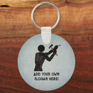 Handyman - DIY-Typ mit Hammer - Eigenname/Text hin Schlüsselanhänger