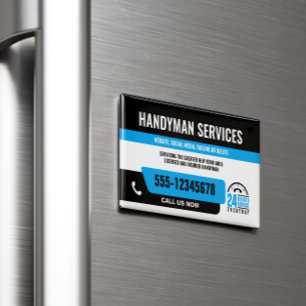 HANDYMAN FIX IT TYP DRINGEND REPARATURBLACK BLUE MAGNETISCHE VISITENKARTE