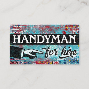 Handyman for Hire Business Cards - Blue Red Visitenkarte