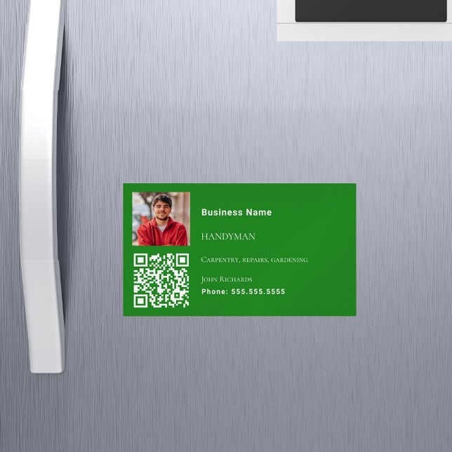 Handyman forest green Foto QR Code Magnetische Visitenkarte (Von Creator hochgeladen)