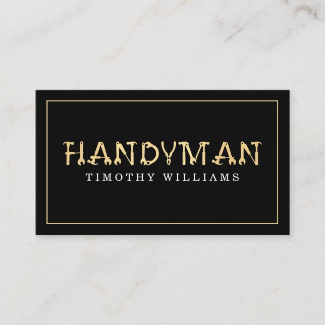 Handyman Gold & Black Modern Visitenkarte (Vorderseite)