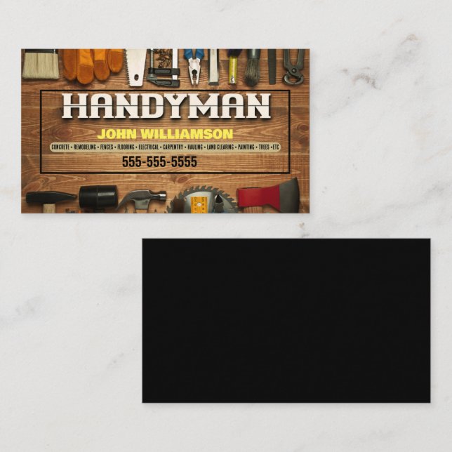 Handyman Hammer and nails Business Card Visitenkarte (Vorne/Hinten)