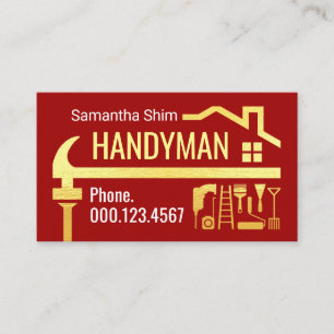 Handyman Hammer Dachreparatur Fix-It Visitenkarte