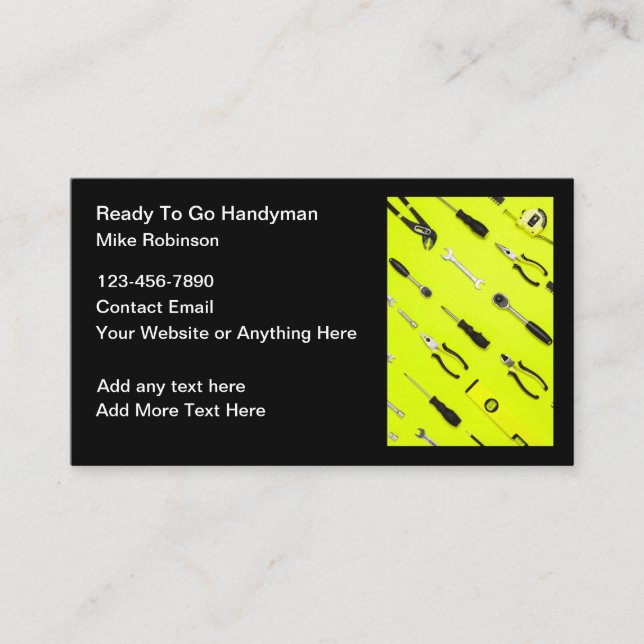 Handyman Hand Tools Theme Business Cards Visitenkarte (Vorderseite)