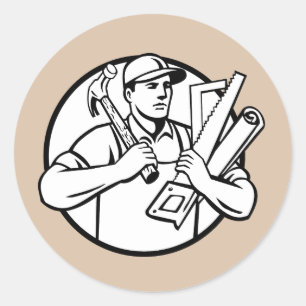 Handyman Handyman-Händler-Reparaturhandwerker Runder Aufkleber