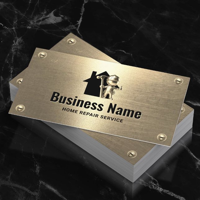 Handyman House Repair Maintenance Gold-Mitarbeiter Visitenkarte (Von Creator hochgeladen)