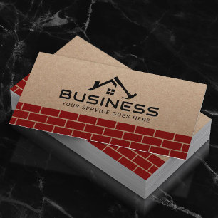 Handyman House Repair Service Red Bricks Kraft Visitenkarte