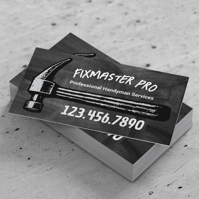 Handyman House Repair Service Retro Hammer Chalk Visitenkarte (Von Creator hochgeladen)