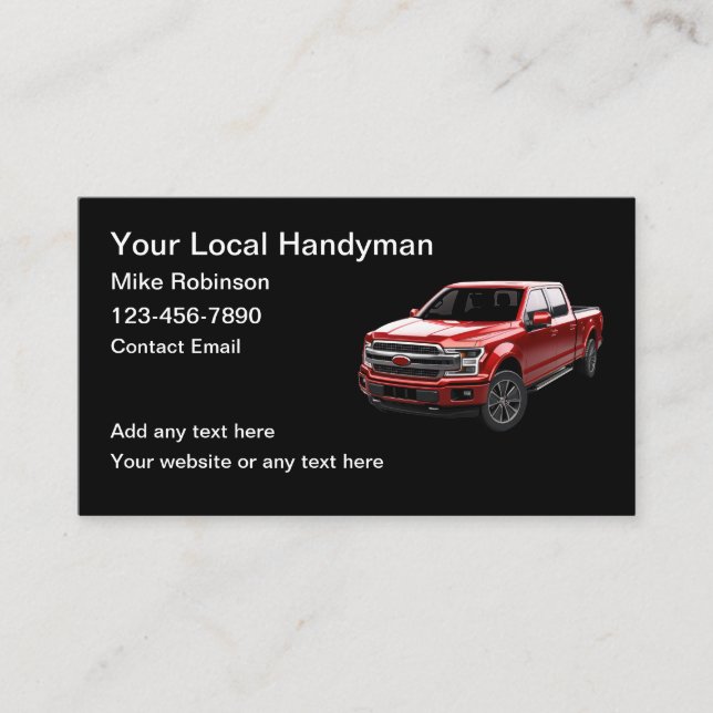 Handyman Lieferwagen Truck Business Cards Visitenkarte (Vorderseite)