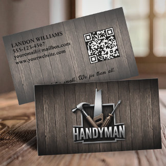 Handyman Maintenance Repair Service Wood QR Code Visitenkarte
