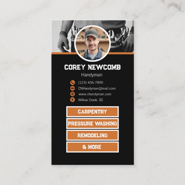 Handyman | Maintenance Worker Business Card Visitenkarte (Vorderseite)