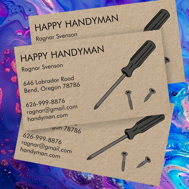 Handyman Mechanic Schraubenzieher Kraft Visitenkarte (Contractor Handyman Mechanic Screwdriver Kraft Business Card
)
