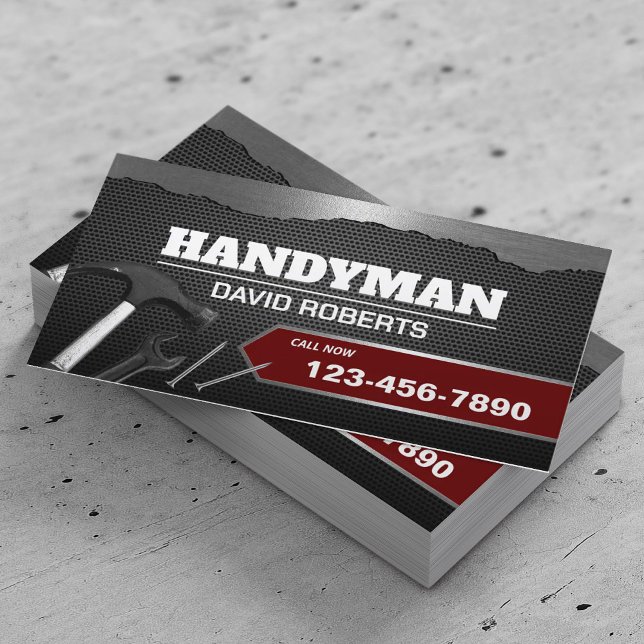 Handyman Metallic Repair & Maintenance Service Visitenkarte (Von Creator hochgeladen)