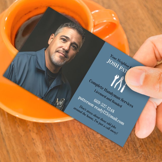 Handyman mit Foto Business Card Visitenkarte (Von Creator hochgeladen)